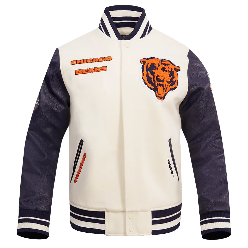 NFL CHICAGO BEARS RETRO CLASSIC MEN'S RIB WOOL VARSITY JACKET (eggshell)