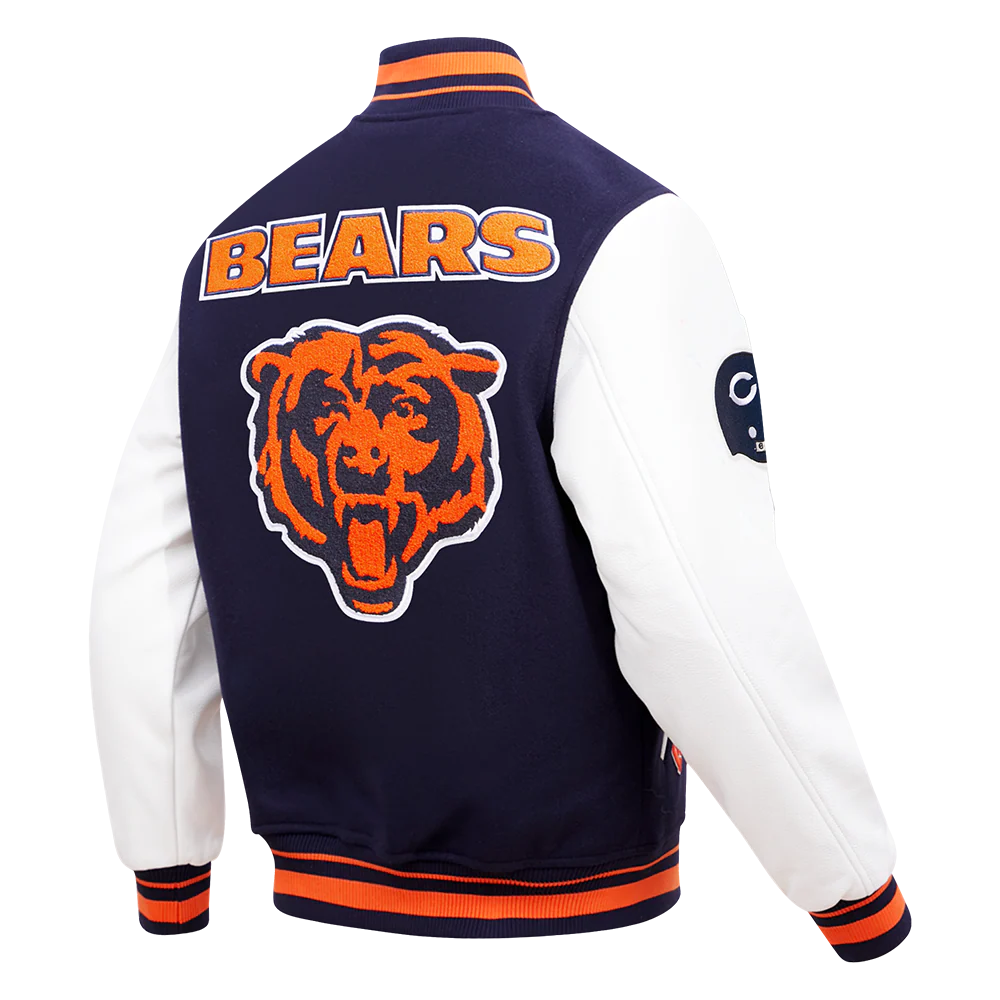 NFL CHICAGO BEARS RETRO CLASSIC MEN'S RIB WOOL VARSITY JACKET (Navy)