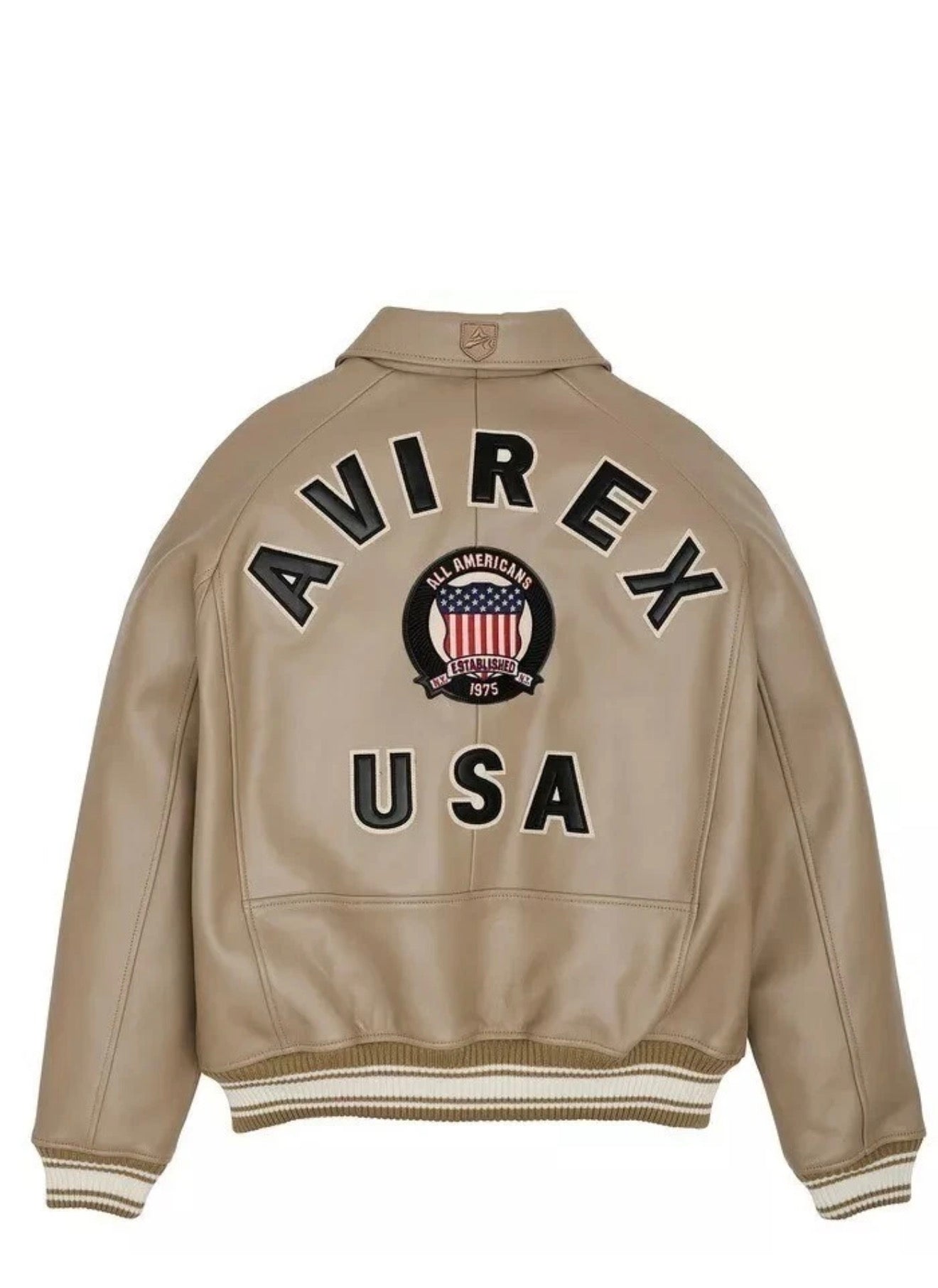Men's Avirex Mink Bomber American Flight Real Sheep Skin Leather Jacket