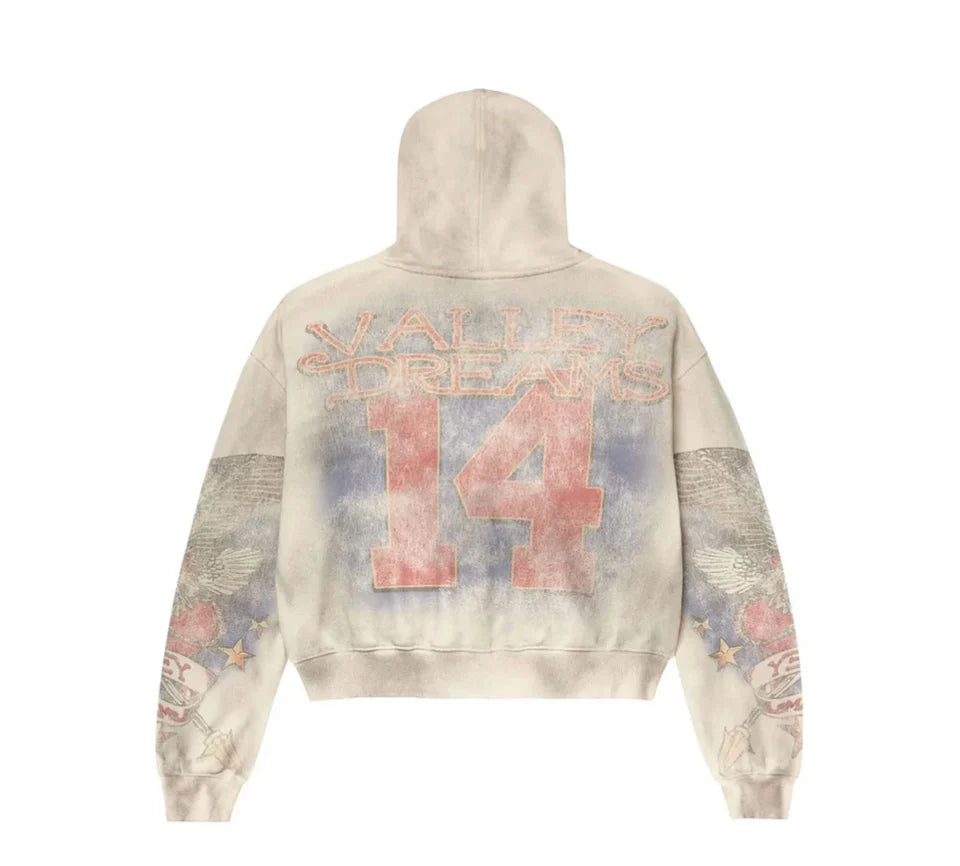 Vale Forever - Nostalgia Distressed Zip Up - White