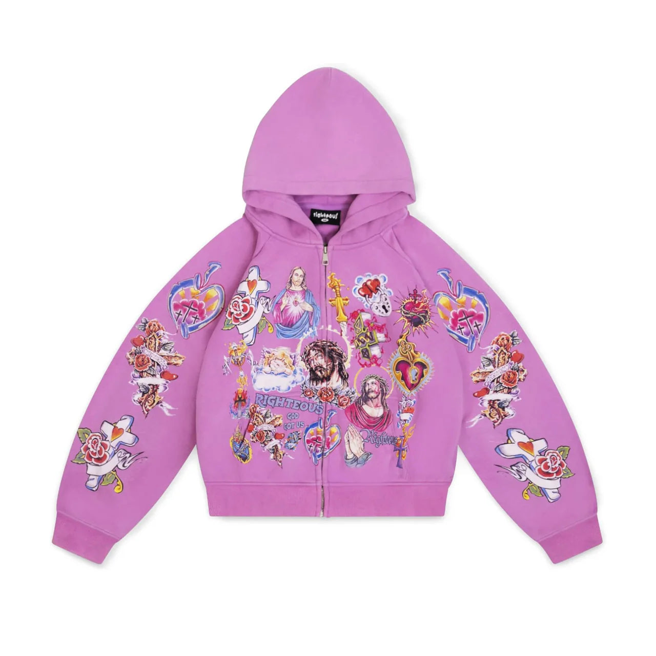 We Are Righteous - Risen King Cropped Zip-Up - Purple