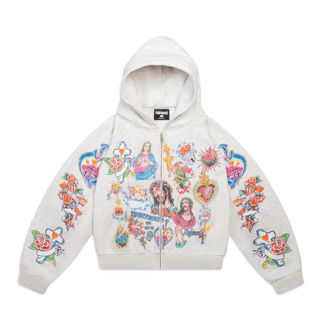 Risen King Cropped Zip-Up - Grey