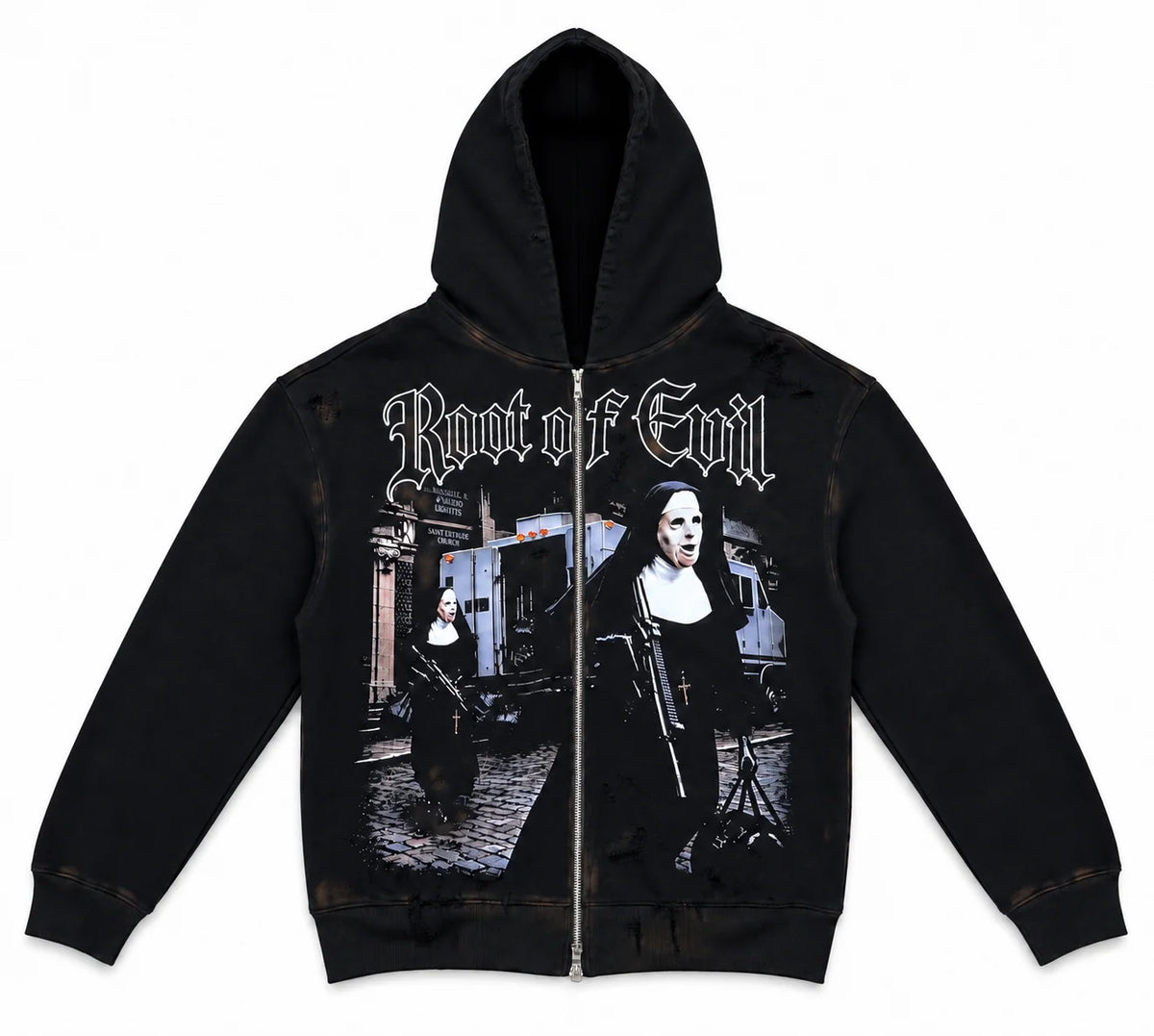 ROE The Town Heist Distressed Zip Hoodie