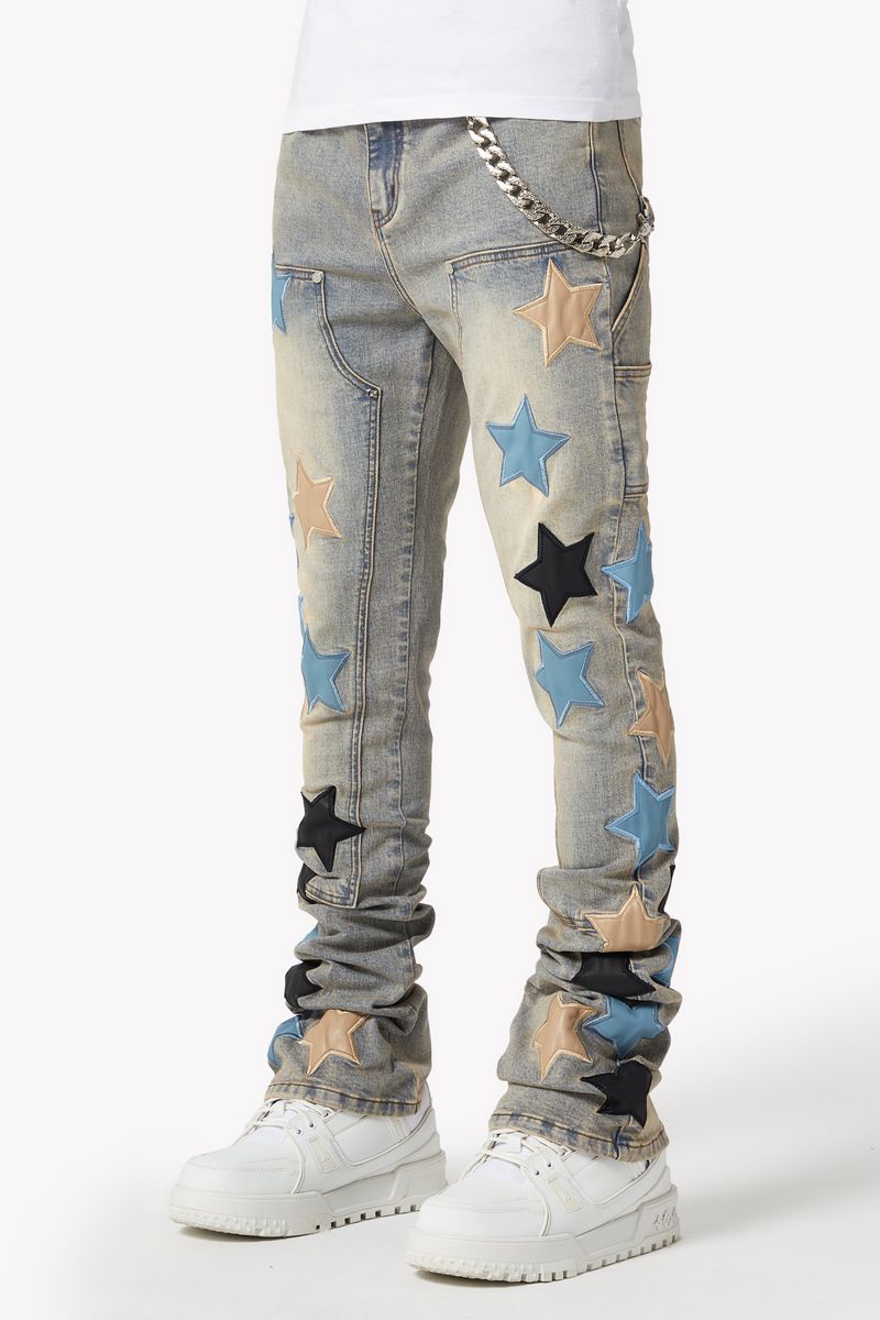 Powder Blue Vintage Stars Denim
