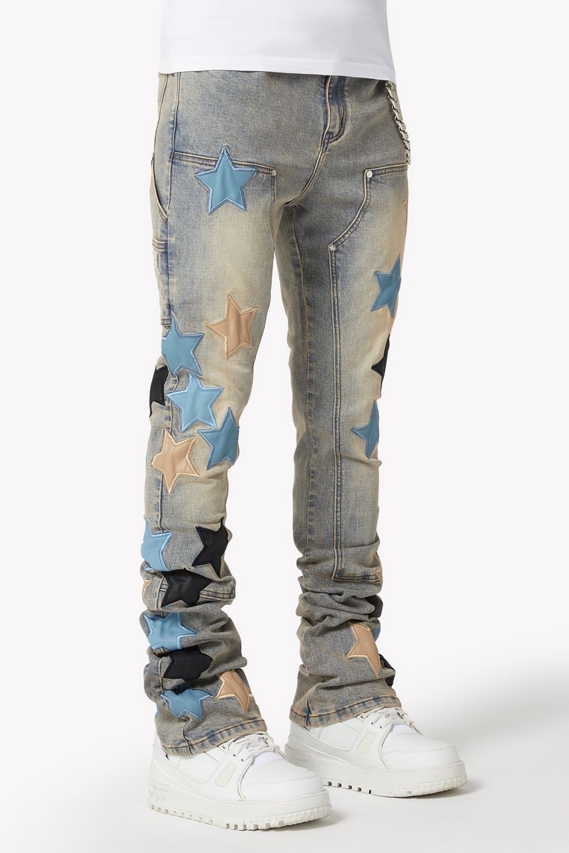 Powder Blue Vintage Stars Denim