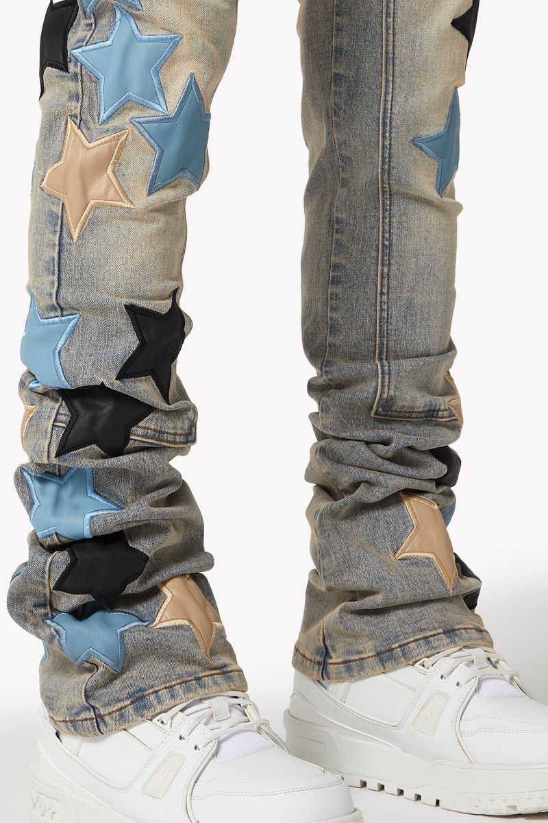 Powder Blue Vintage Stars Denim