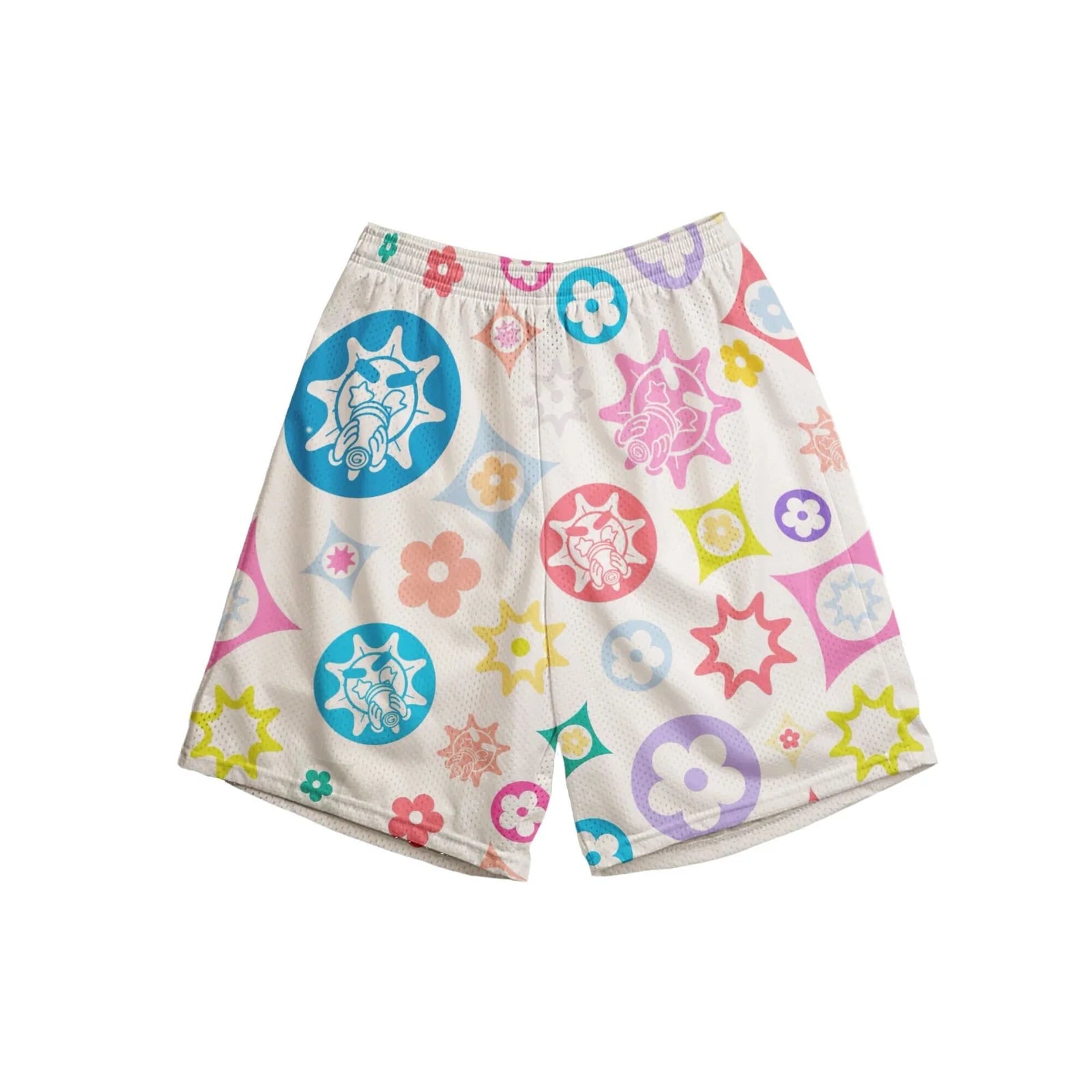 Glo Gang Flower Mesh Shorts Cream
