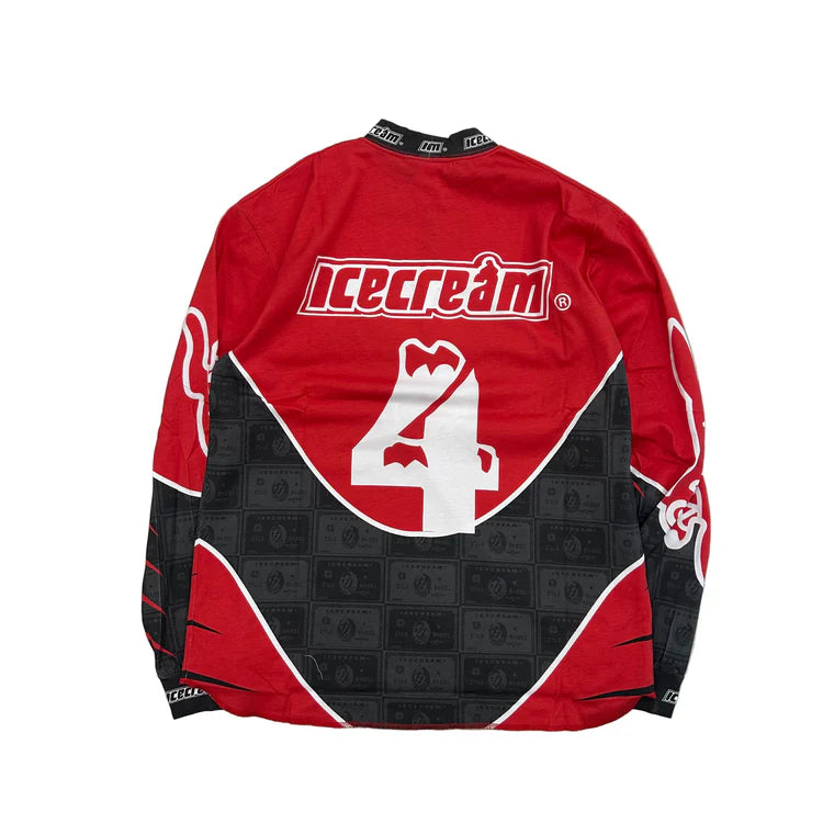 ICE CREAM WORLDWIDE MOTO JERSEY LS KNIT TEE FIERY RED