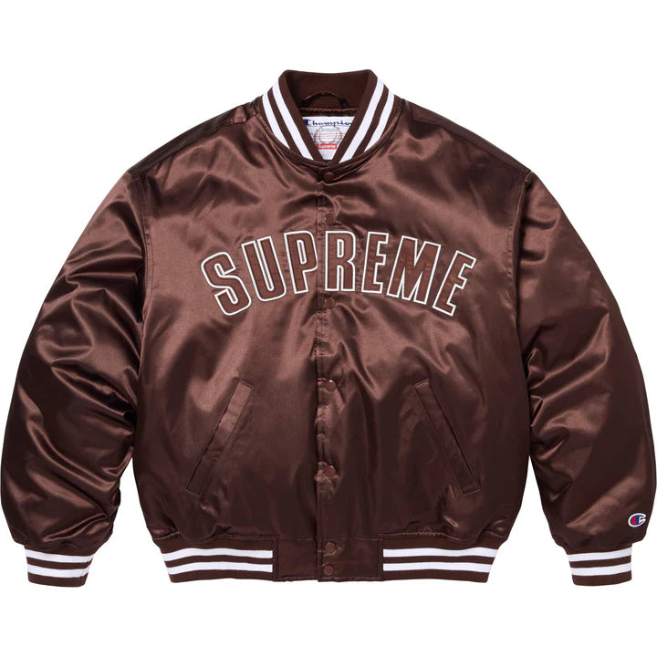 Supreme Champion Satin Varsity Jacket Brown