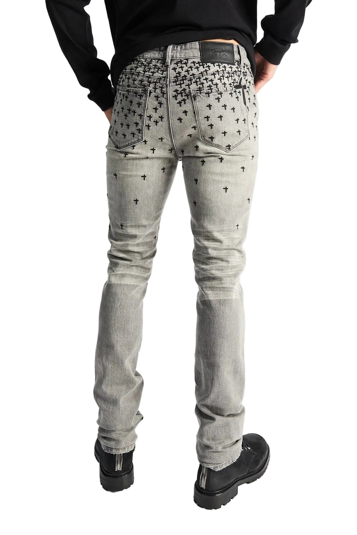 OLIVIER STACKED SKINNY JEAN | SMOKY RINSE ALLOVER CROSS