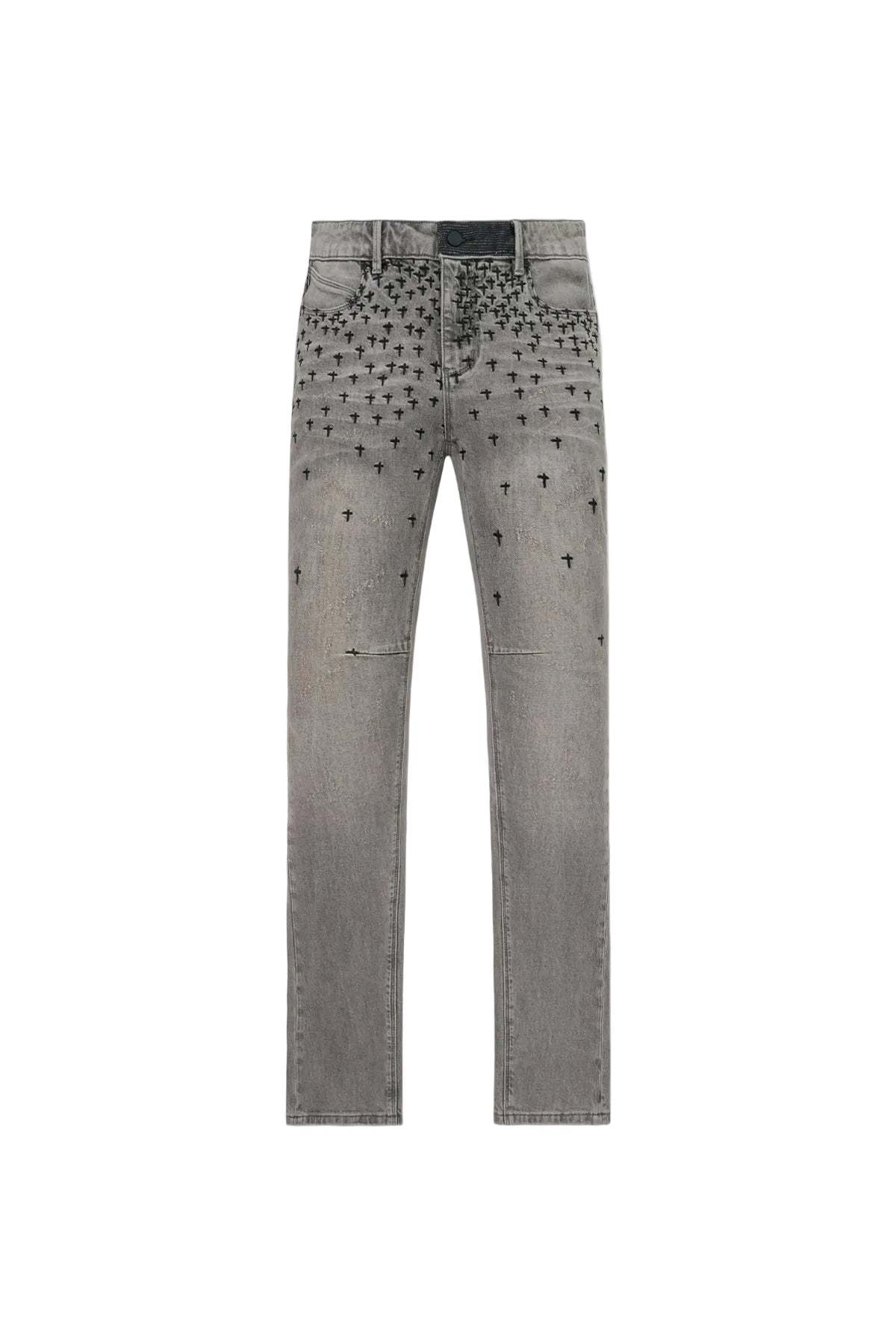 OLIVIER STACKED SKINNY JEAN | SMOKY RINSE ALLOVER CROSS