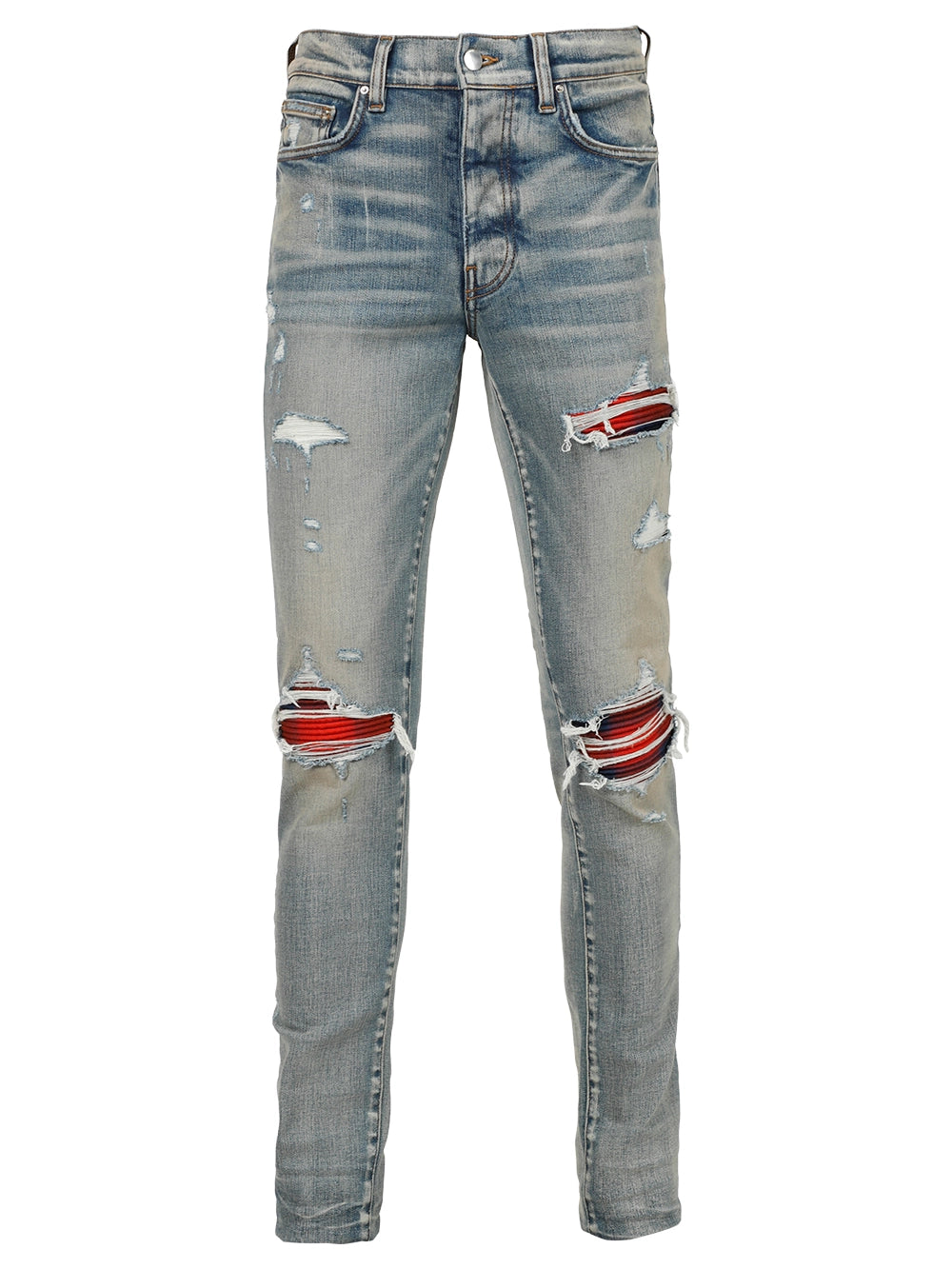 Amiri Plaid MX1 Slim-fit Jean Clay Indigo and Red