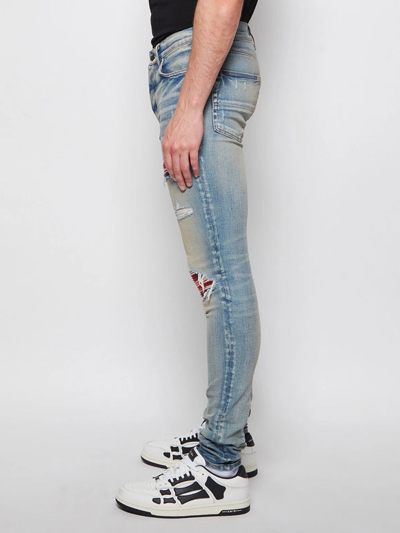Amiri Plaid MX1 Slim-fit Jean Clay Indigo and Red