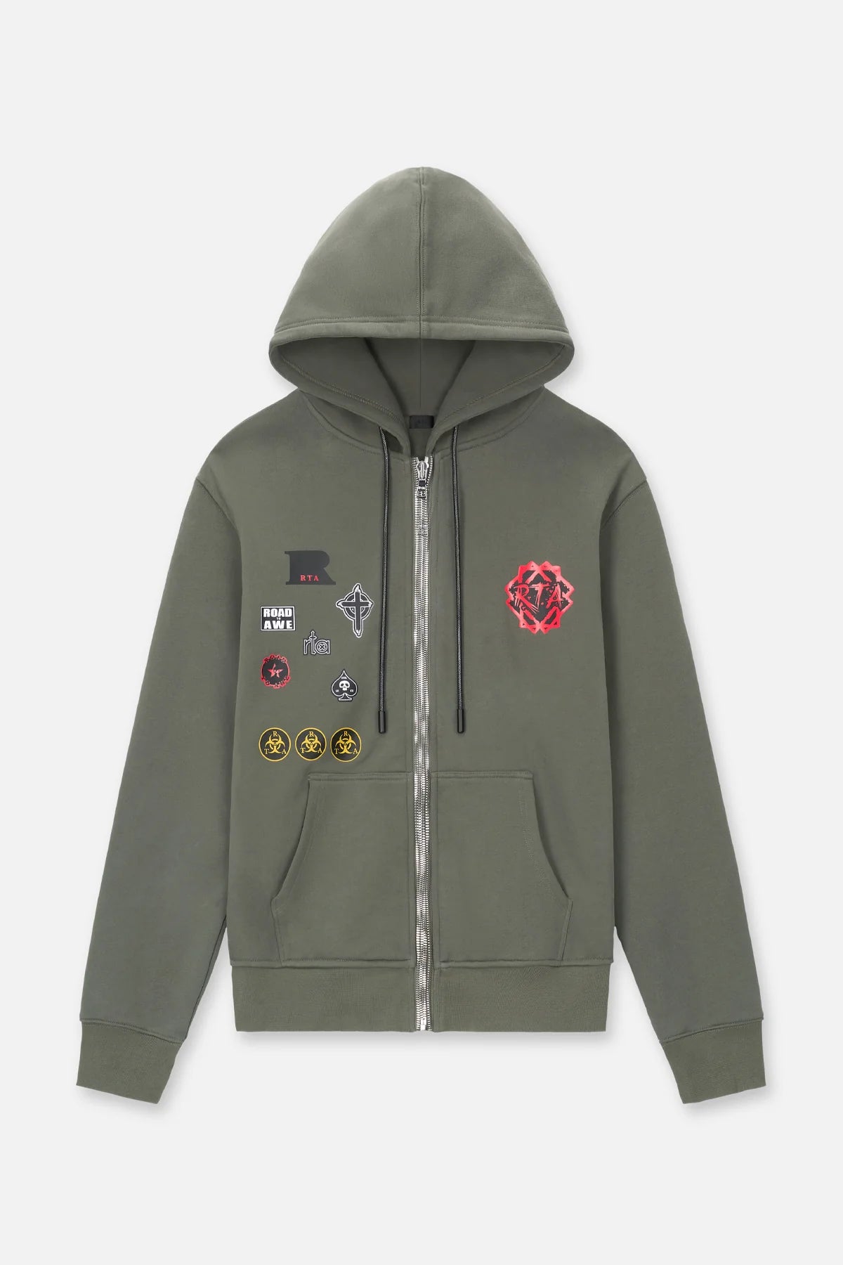 FLOYD ZIP UP HOODIE | OLIVE MILITARY PATCH