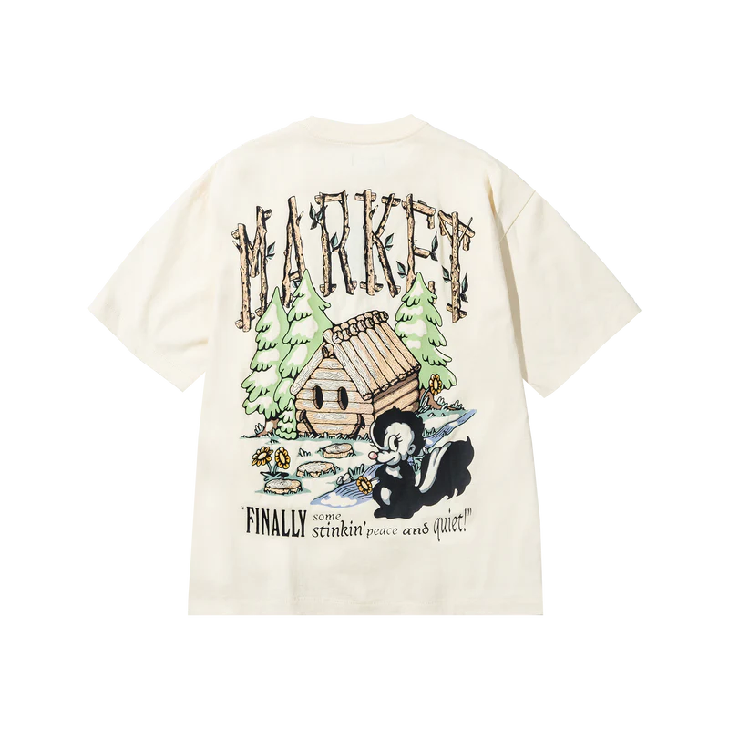 market studious SMILEY QUIET CABIN T-SHIRT
