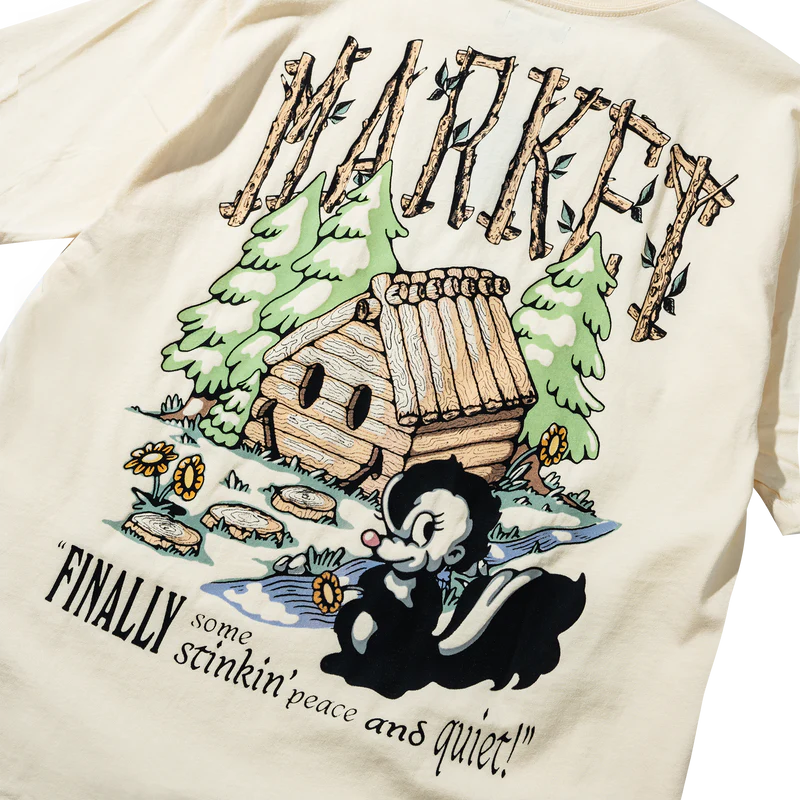 market studious SMILEY QUIET CABIN T-SHIRT