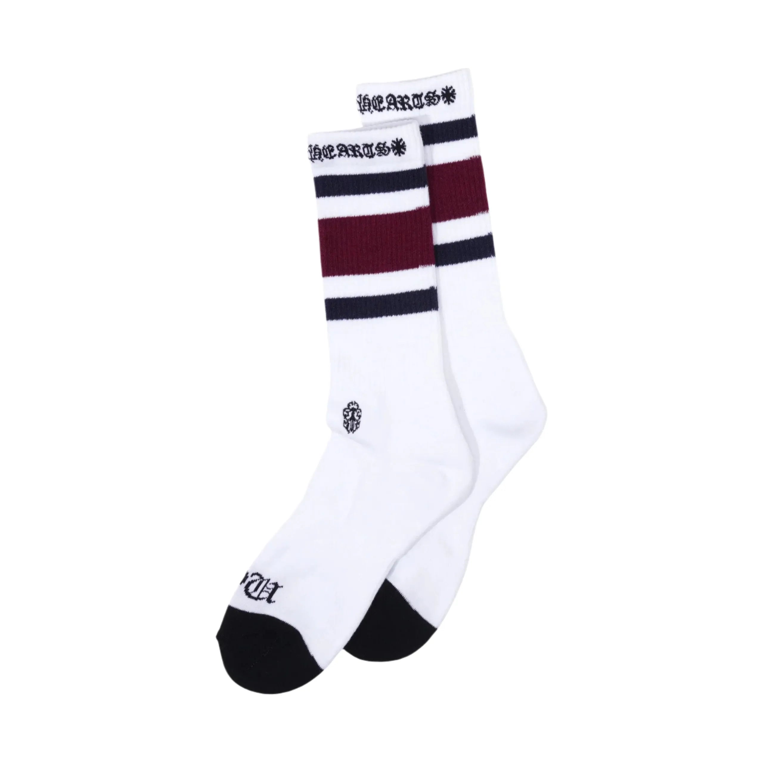 Chrome Hearts Stripe Socks White/Burgundy/Navy