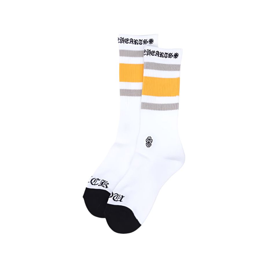Chrome Hearts Stripe Socks White/Yellow/Grey