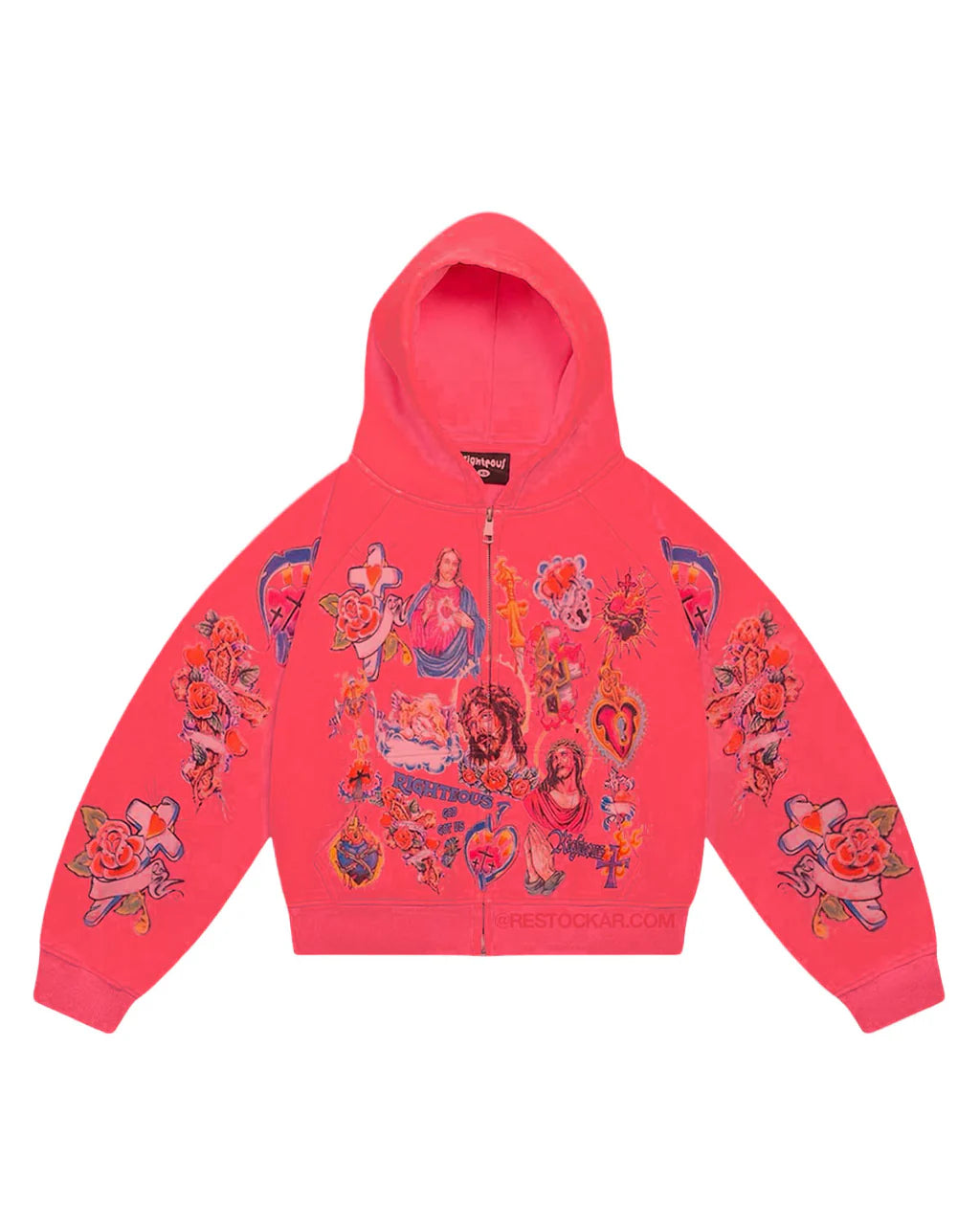 We Are Righteous - Risen King Cropped Zip-Up - Red
