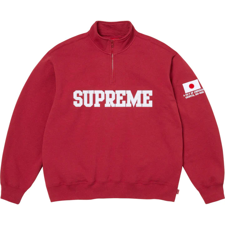 Supreme Shop Flag Half Zip Pullover Red TOKYO
