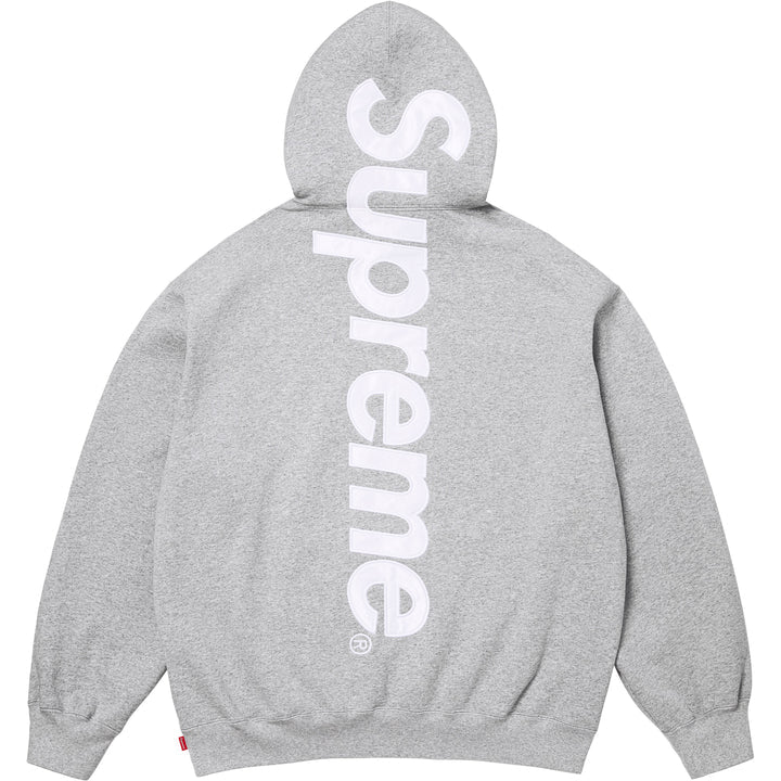Supreme Satin Applique Hooded Sweatshirt (SS26) 'HEATHER GREY'