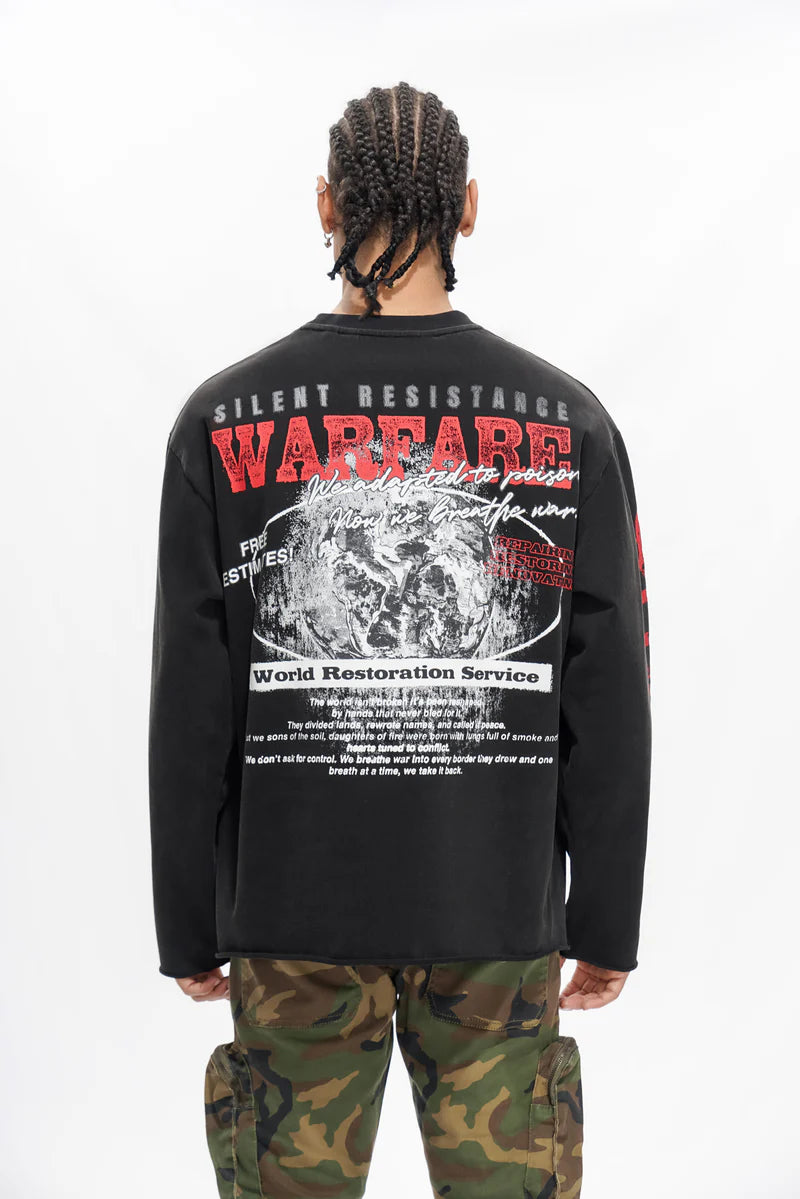 "WARFARE" Black Long Sleeve