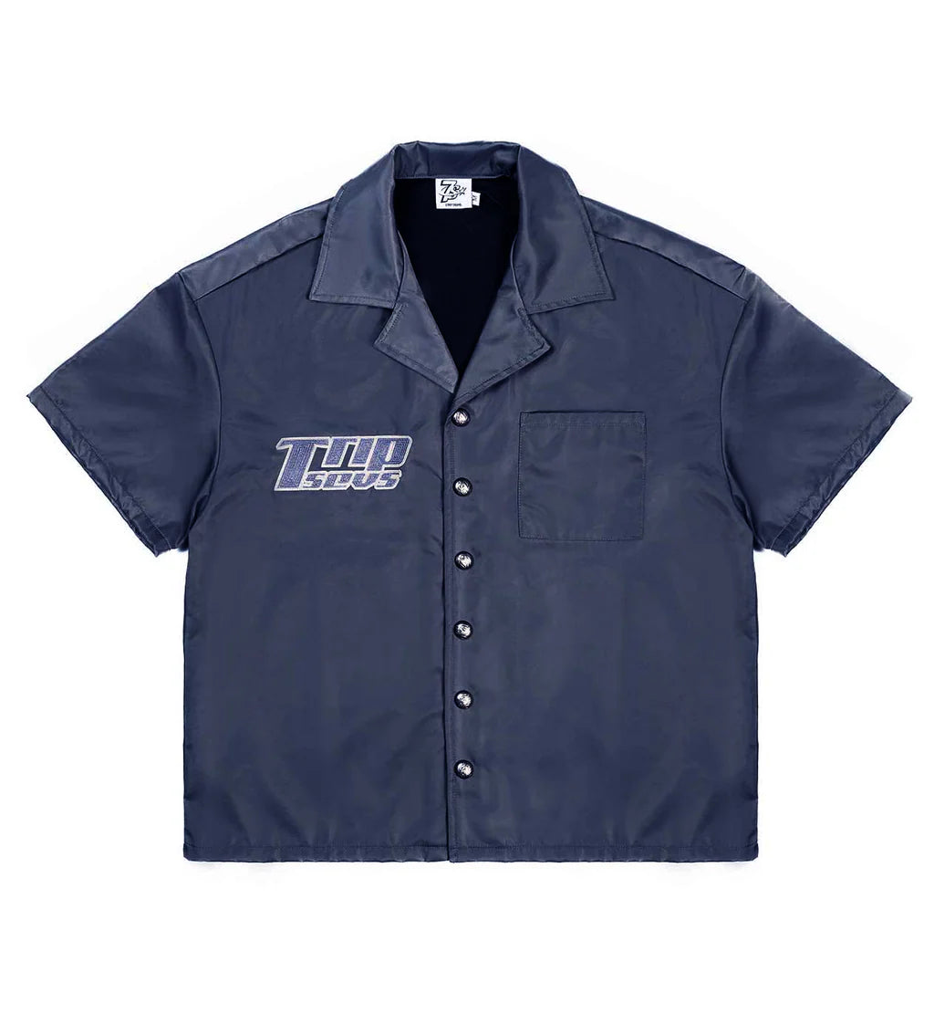 Triple Sevens Nylon Button Up And Nylon Shorts Navy