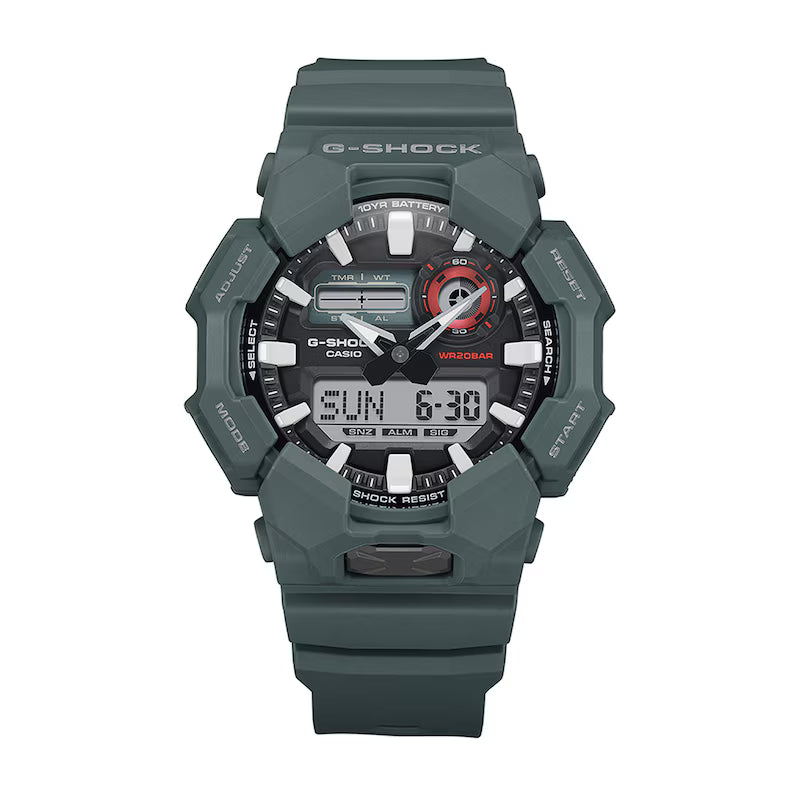 Men's Casio G-Shock Analog Digital Green Resin Strap Watch with Black Dial (Model: GA010-2A)