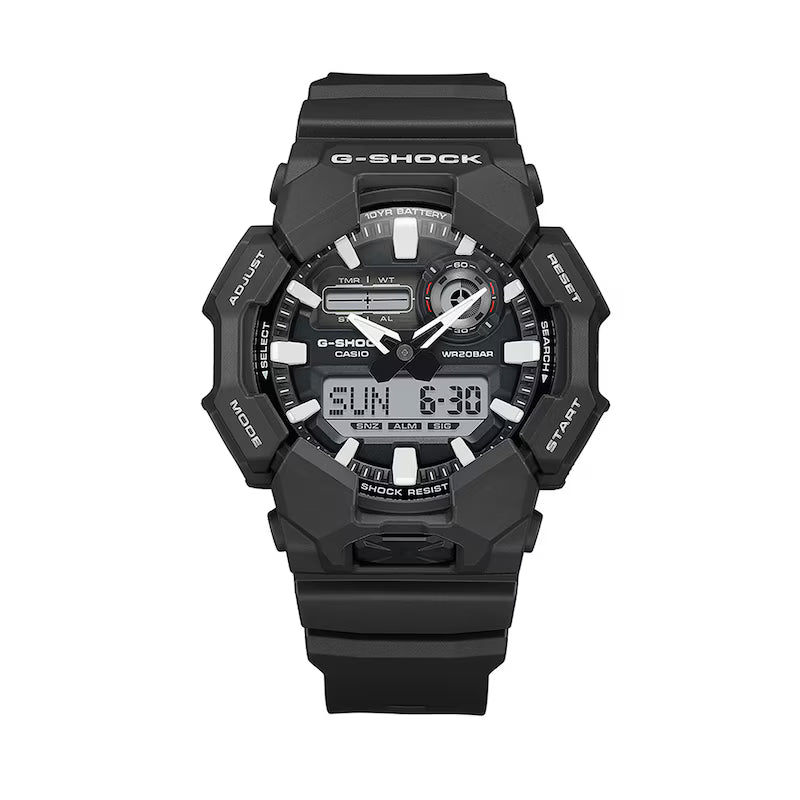 Men's Casio G-Shock Analog Digital Black Resin Strap Watch with Black Dial (Model: GA010-1A)