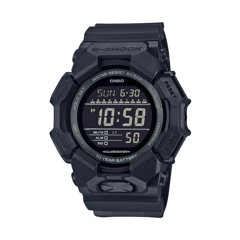 Men's Casio G-Shock Digital Black Bio-Based Resin Strap Watch with Black Dial (Model: GD010-1A1)