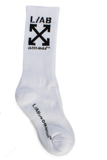 Arrows Mid Calf Crew Socks Men – White
