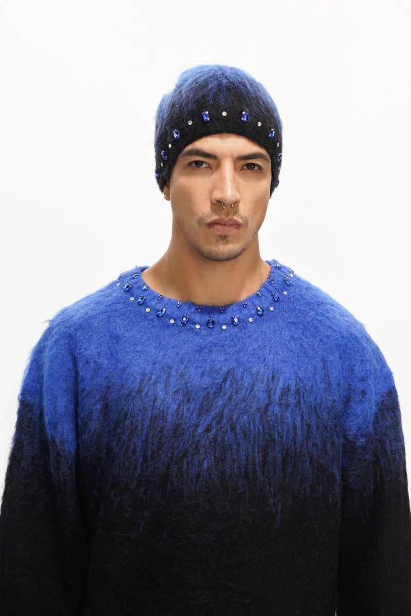 Arranged Blue Mohair Crewneck