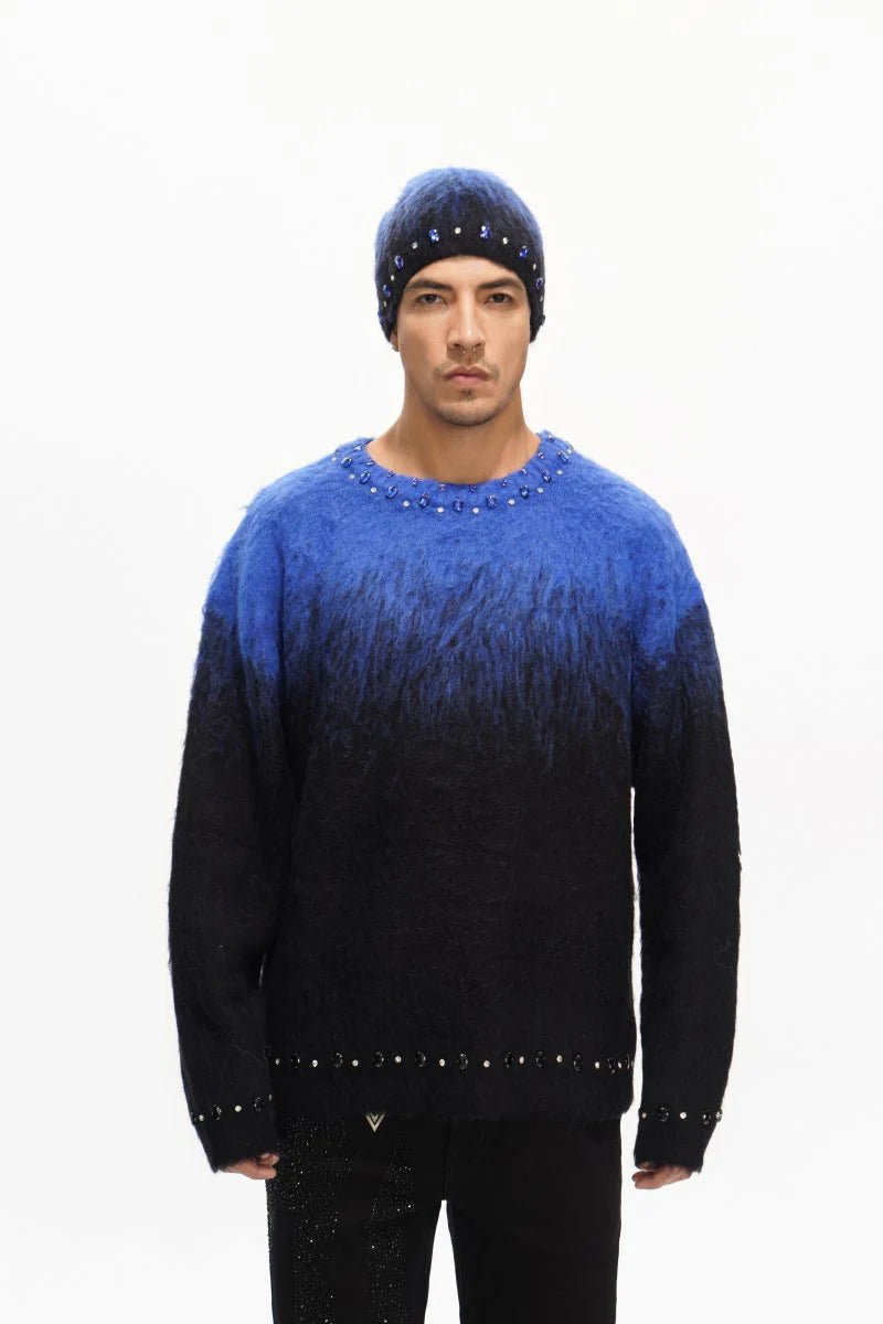 Arranged Blue Mohair Crewneck