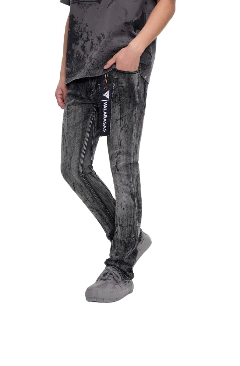 Astonish Stacked Flare Jean Black Grey