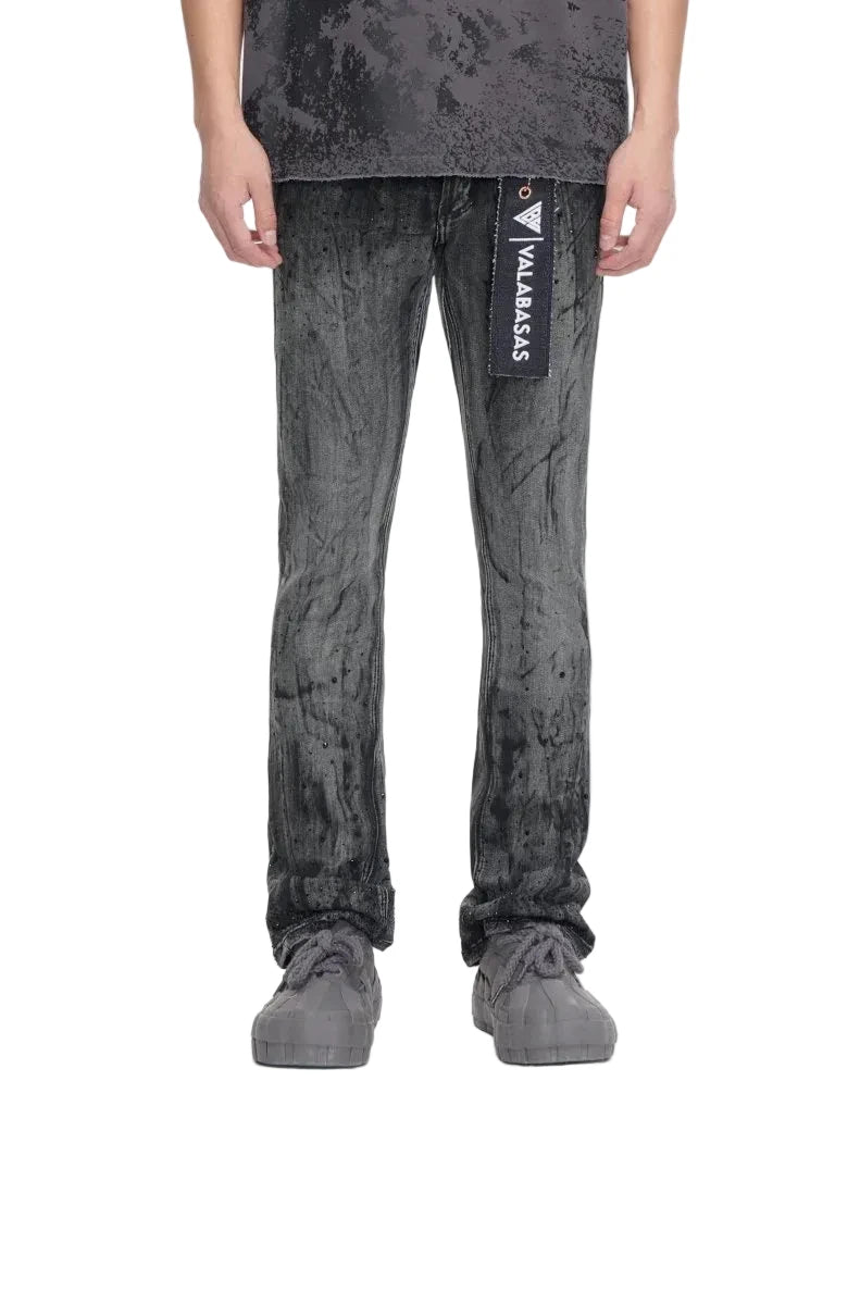 Astonish Stacked Flare Jean Black Grey