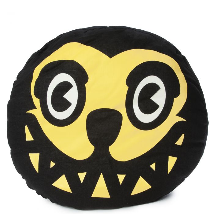 Ice Cream Grin Printed Pillow Black/Yellow