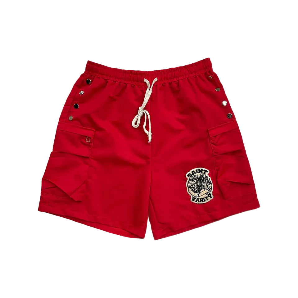 Saint Vanity - Cargo Nylon Shorts Set - Red