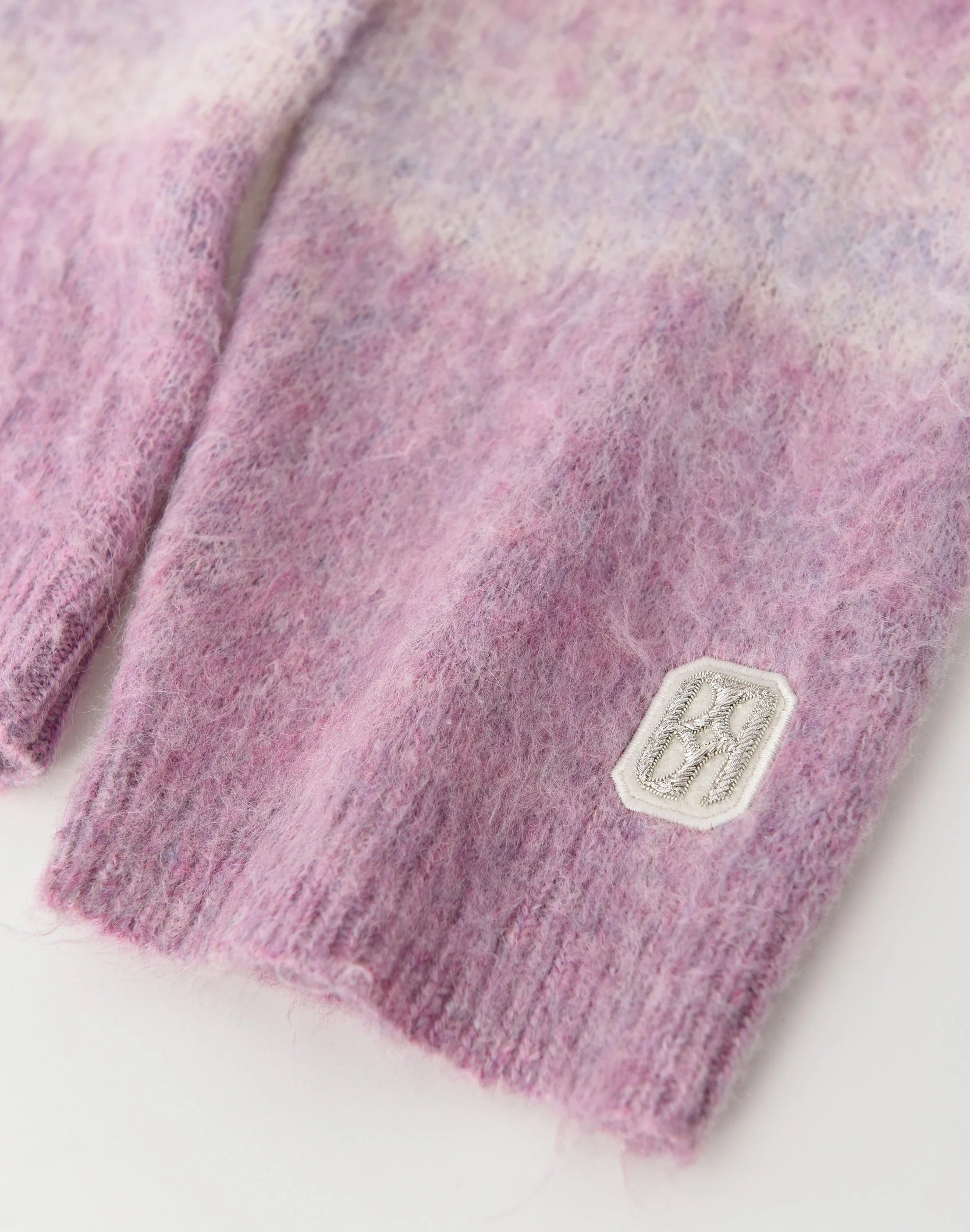 Rhinestone Embellished Color Block Mohair Sweater in PNK