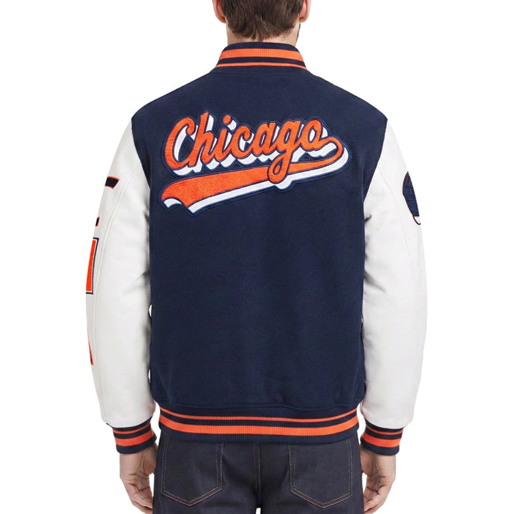 Chicago Bears Script Tail Wool/Leather Jacket