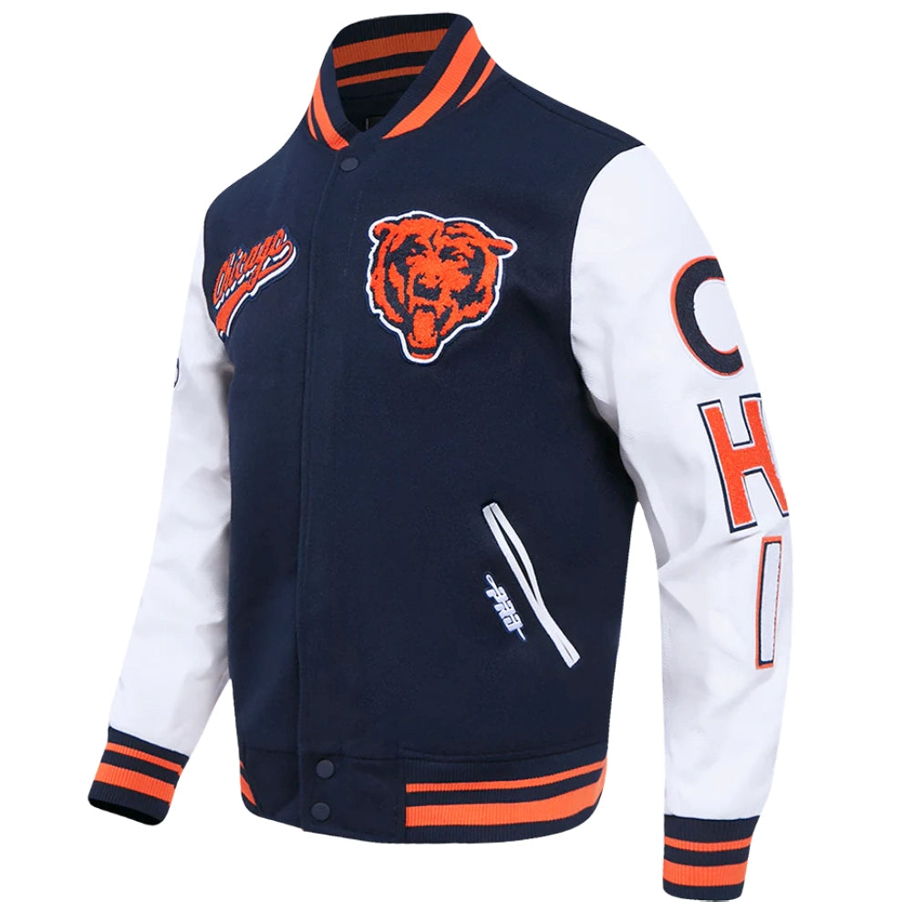 Chicago Bears Script Tail Wool/Leather Jacket