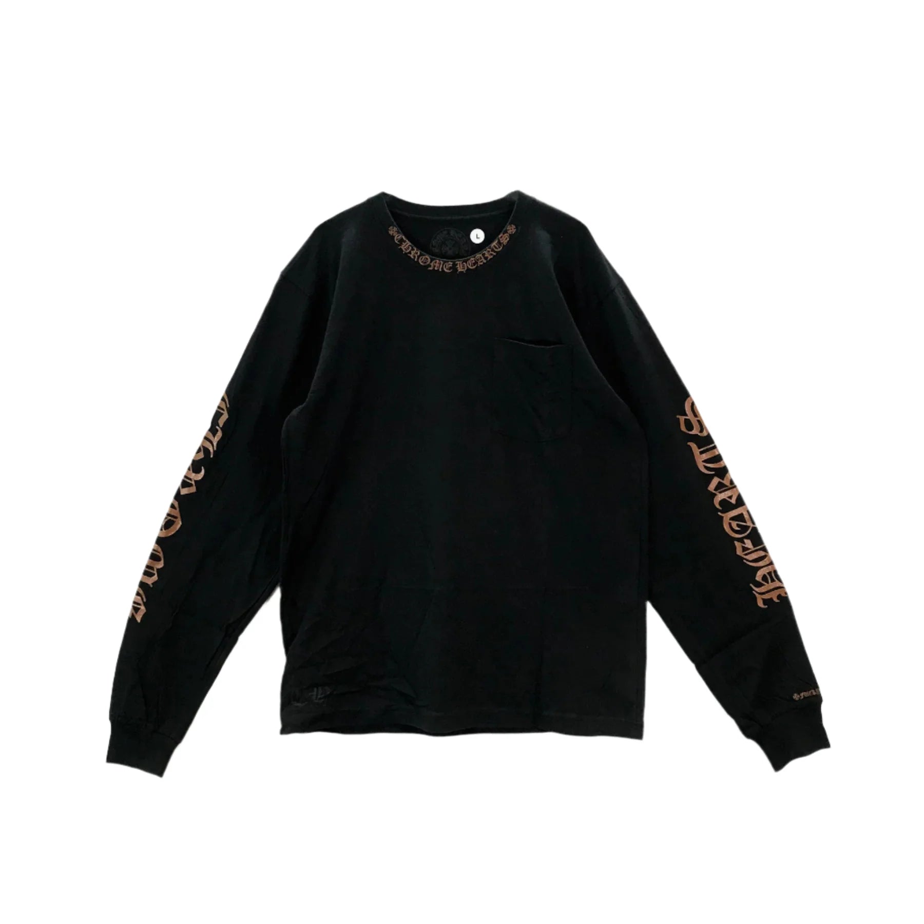 Chrome Hearts Collar Script Logo In Brown Long Sleeve T-Shirt
