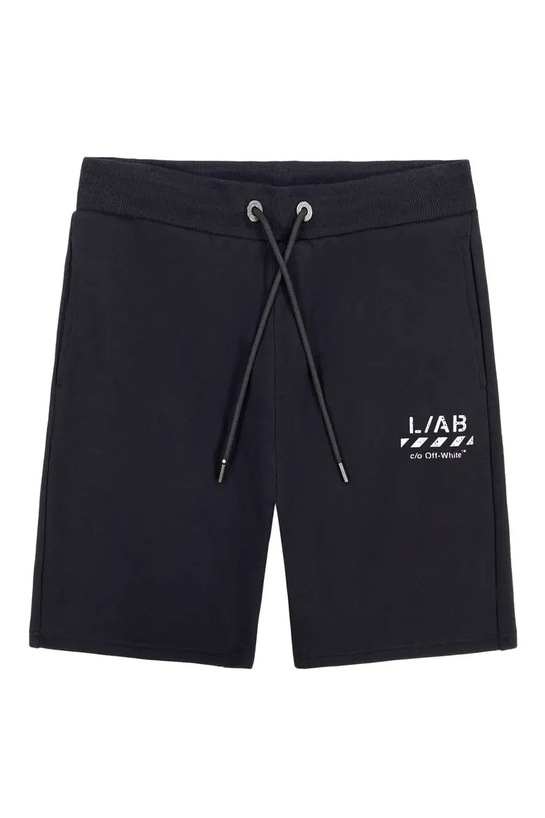 Diagonal Logo Cotton French Terry Sweat Shorts 'black'