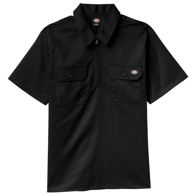 DICKIES 1/4 Zip Work Shirt Black