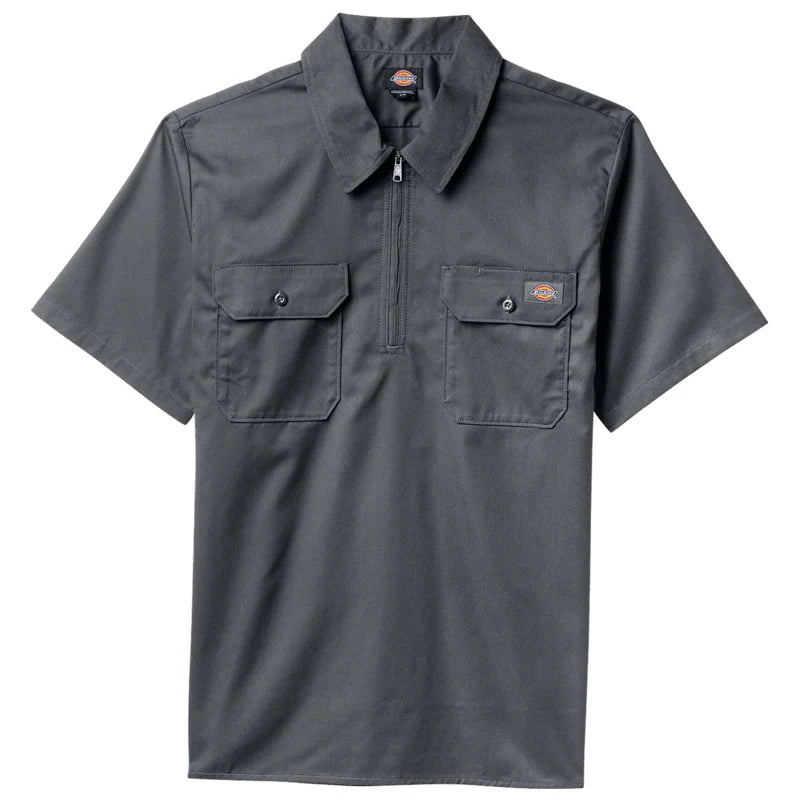 DICKIES 1/4 Zip Work Shirt Charcoal