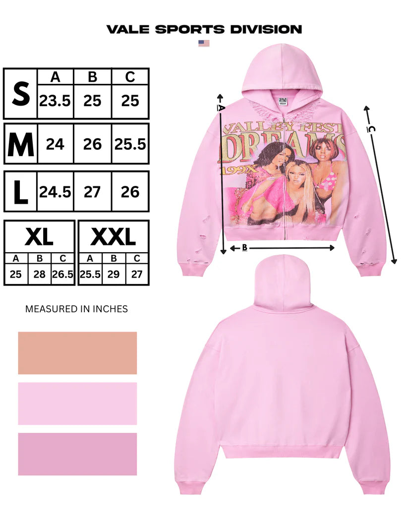 Vale Forever  DREAMS ZIP UP HOODIE