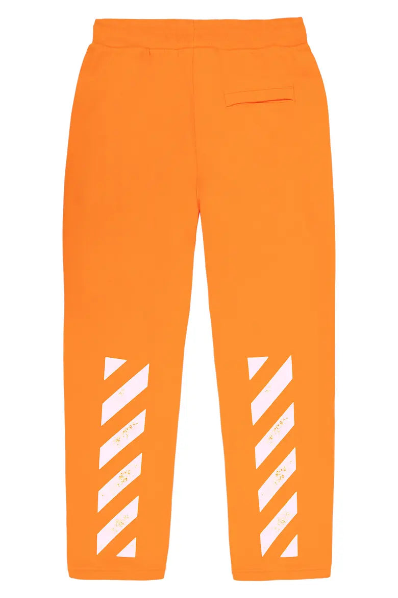 Diagonal Stripe Logo Cotton French Terry Sweatpants 'ORANGE TIGER'