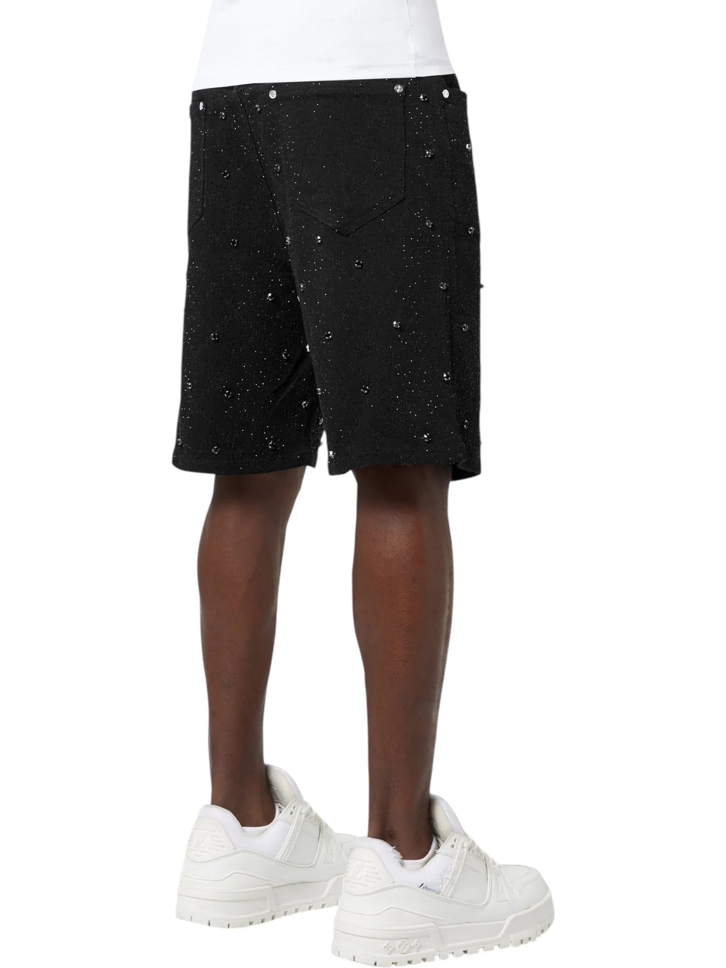 Guapi All Black Embellished Denim Shorts