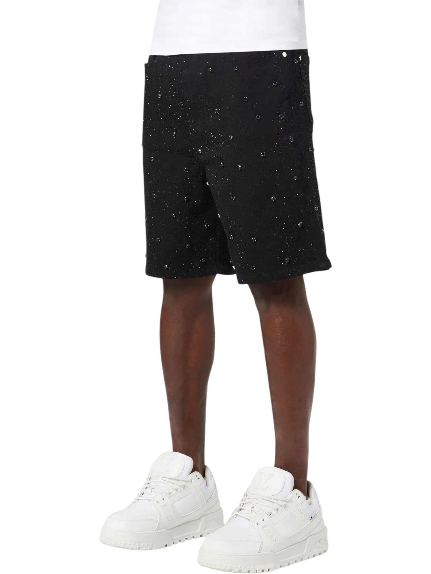 Guapi All Black Embellished Denim Shorts