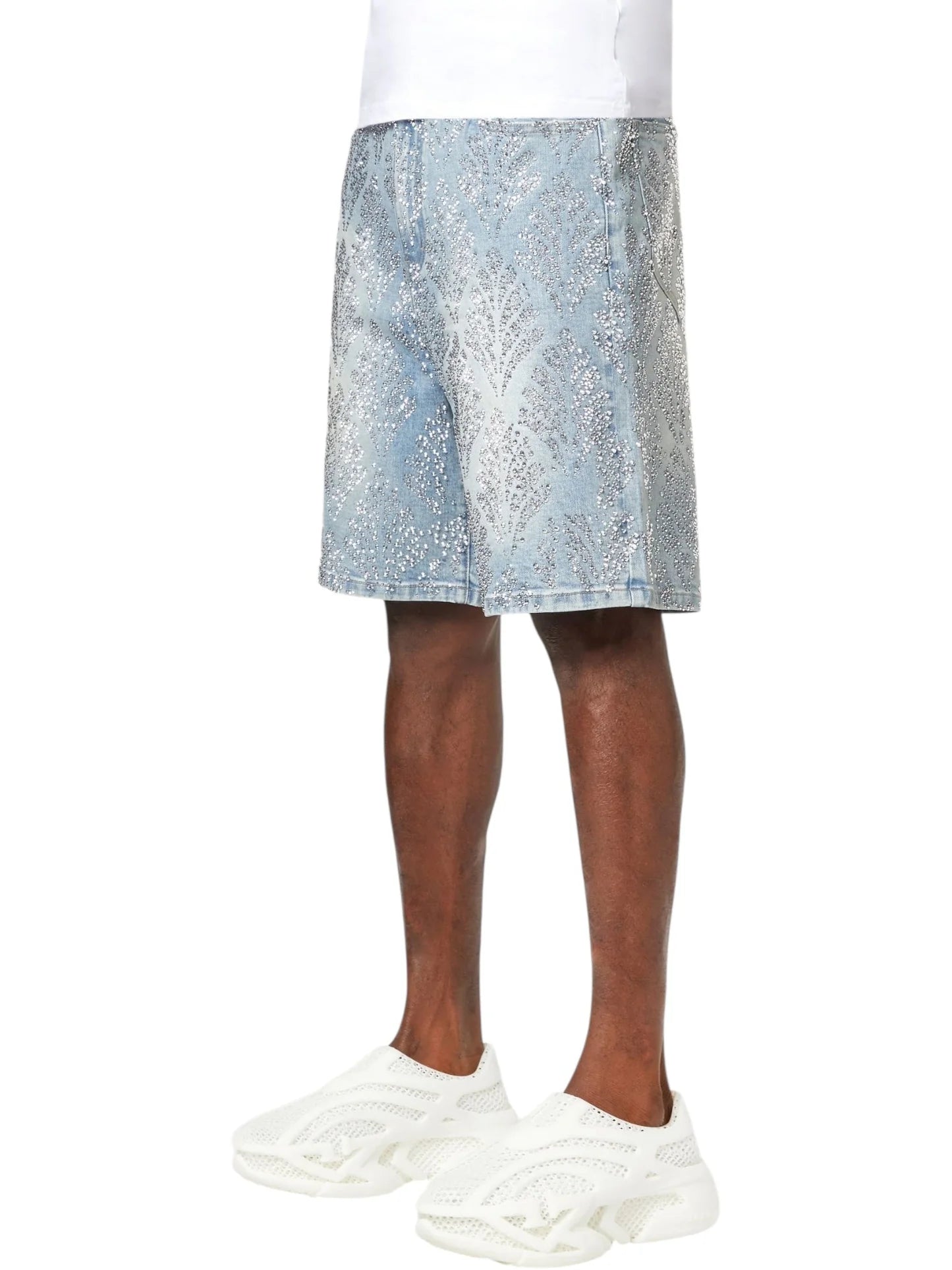 Guapi Aqua Blue Embellished Denim Shorts V2