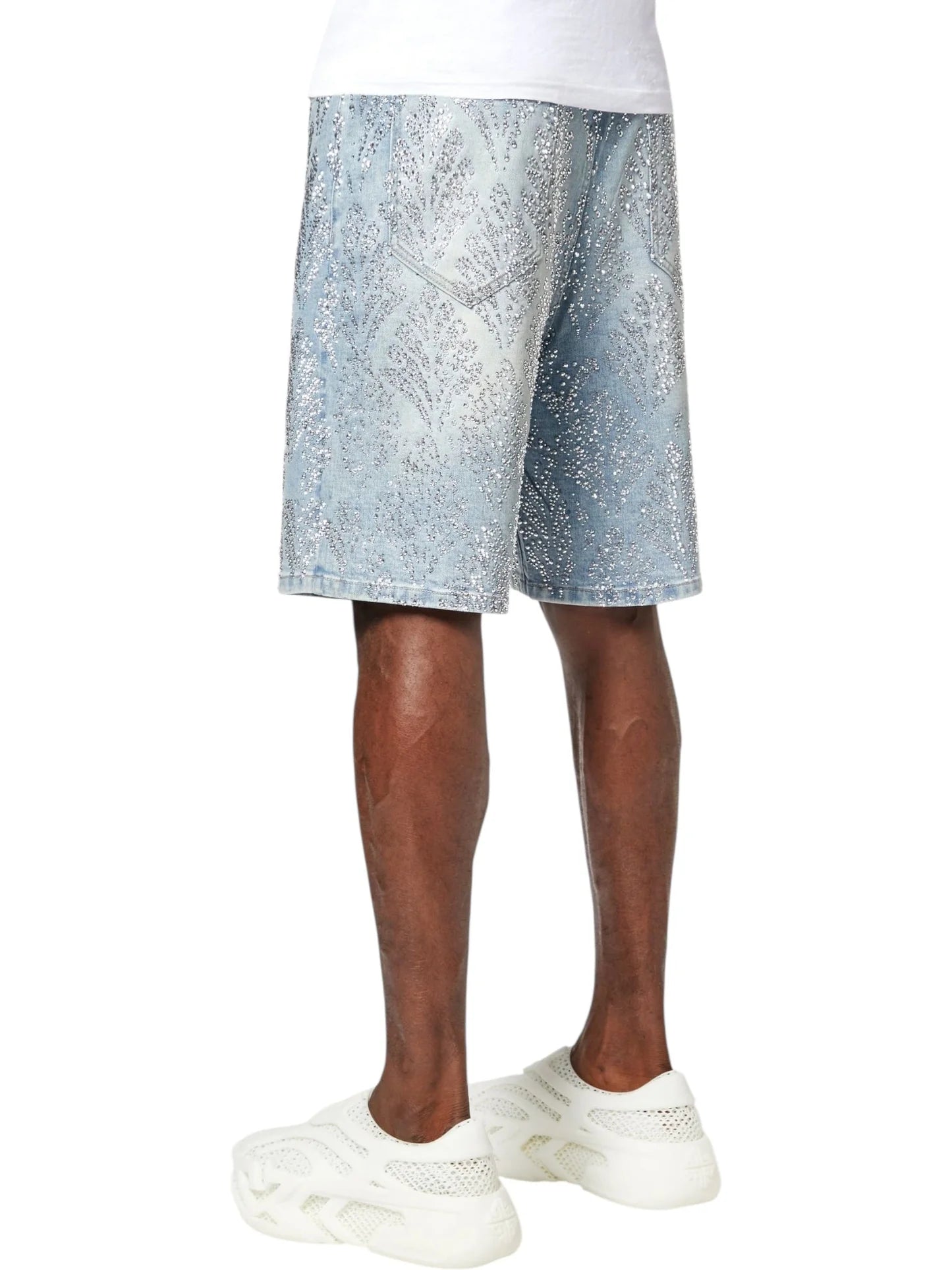 Guapi Aqua Blue Embellished Denim Shorts V2